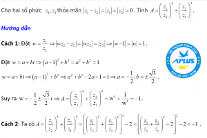 Cho hai số phức  z_1,z_2thỏa mãn |z_1-z_2 |=|z_1 |=|z_2 |>0. Tính A=(z_1/z_2 )^4+(z_2/z_1 )^4
